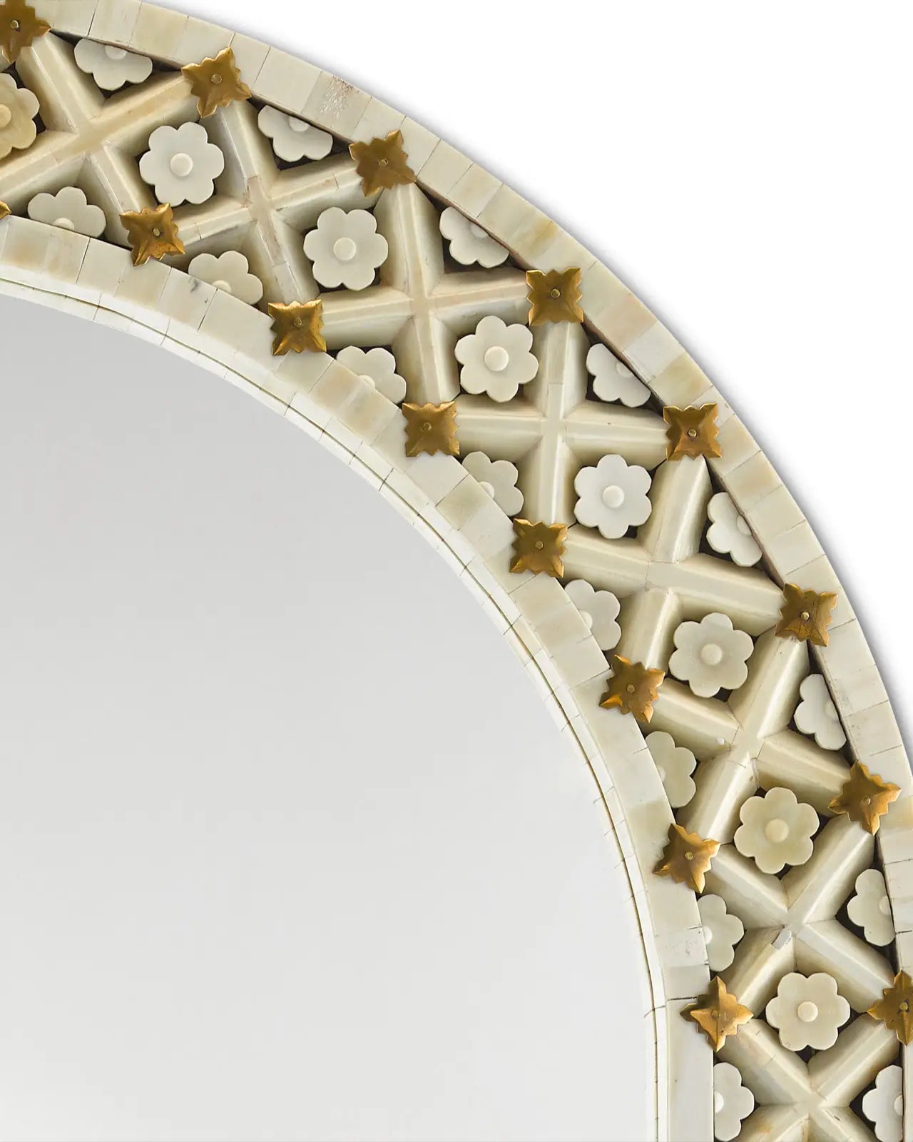 Arched Bone & Brass Mirror