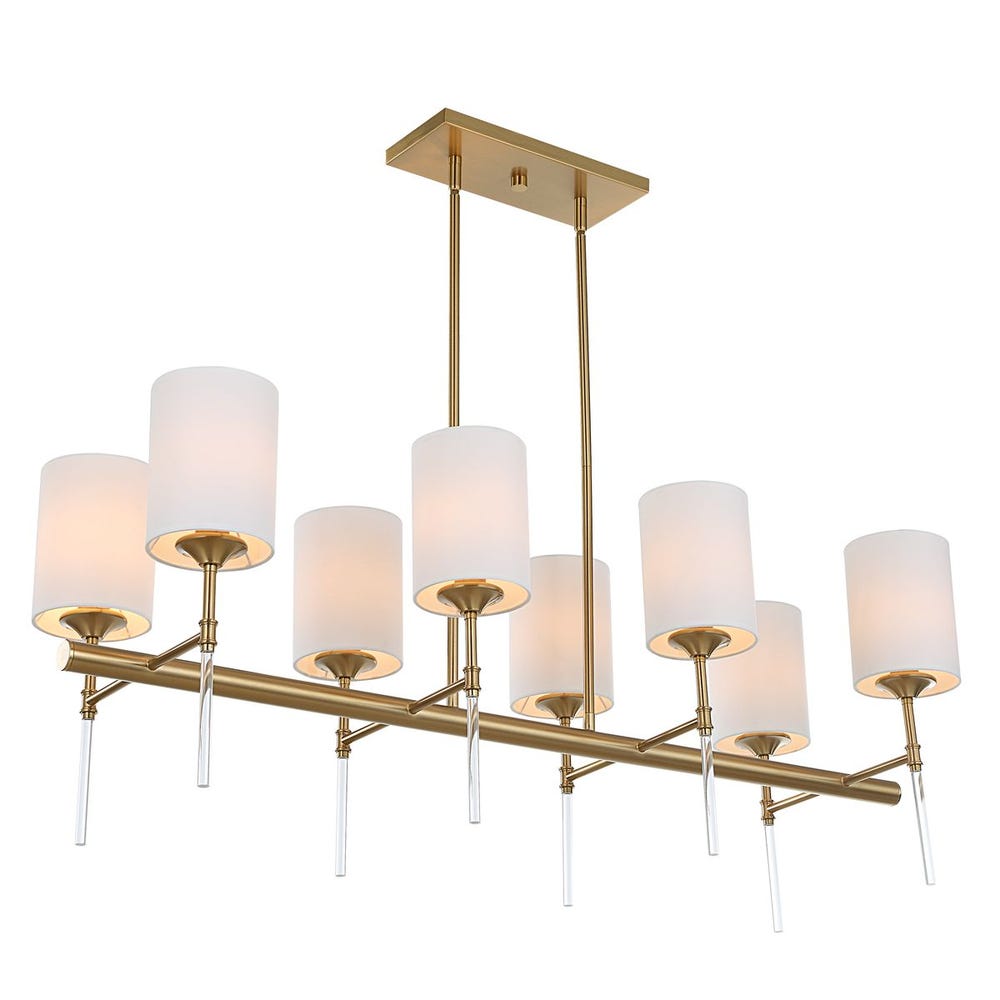 Awyr 8‑Light Linear Chandelier – Warm Brass Elegance