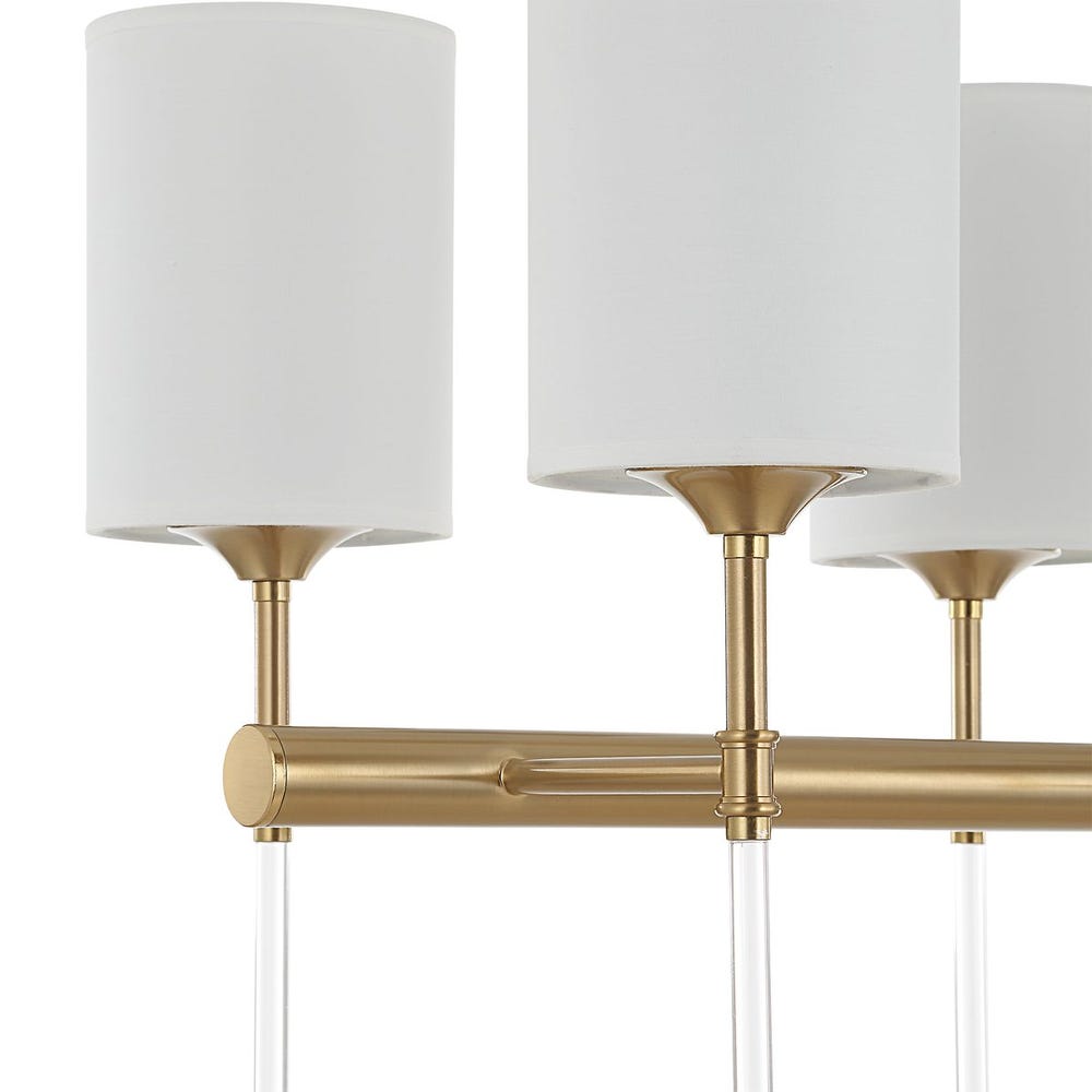 Awyr 8‑Light Linear Chandelier – Warm Brass Elegance