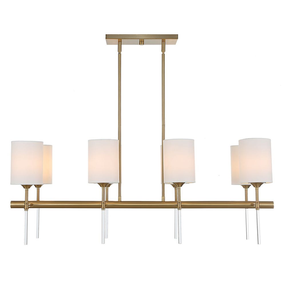 Awyr 8‑Light Linear Chandelier – Warm Brass Elegance