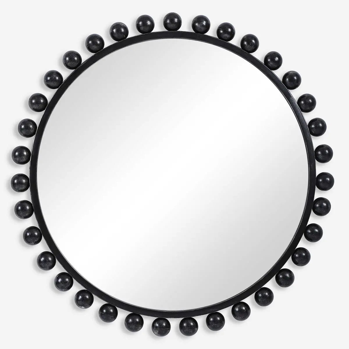 Black Beaded Round Mirror