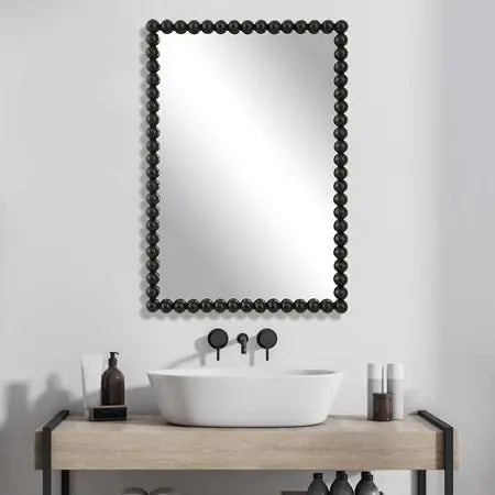 Black Iron Beaded Mirror