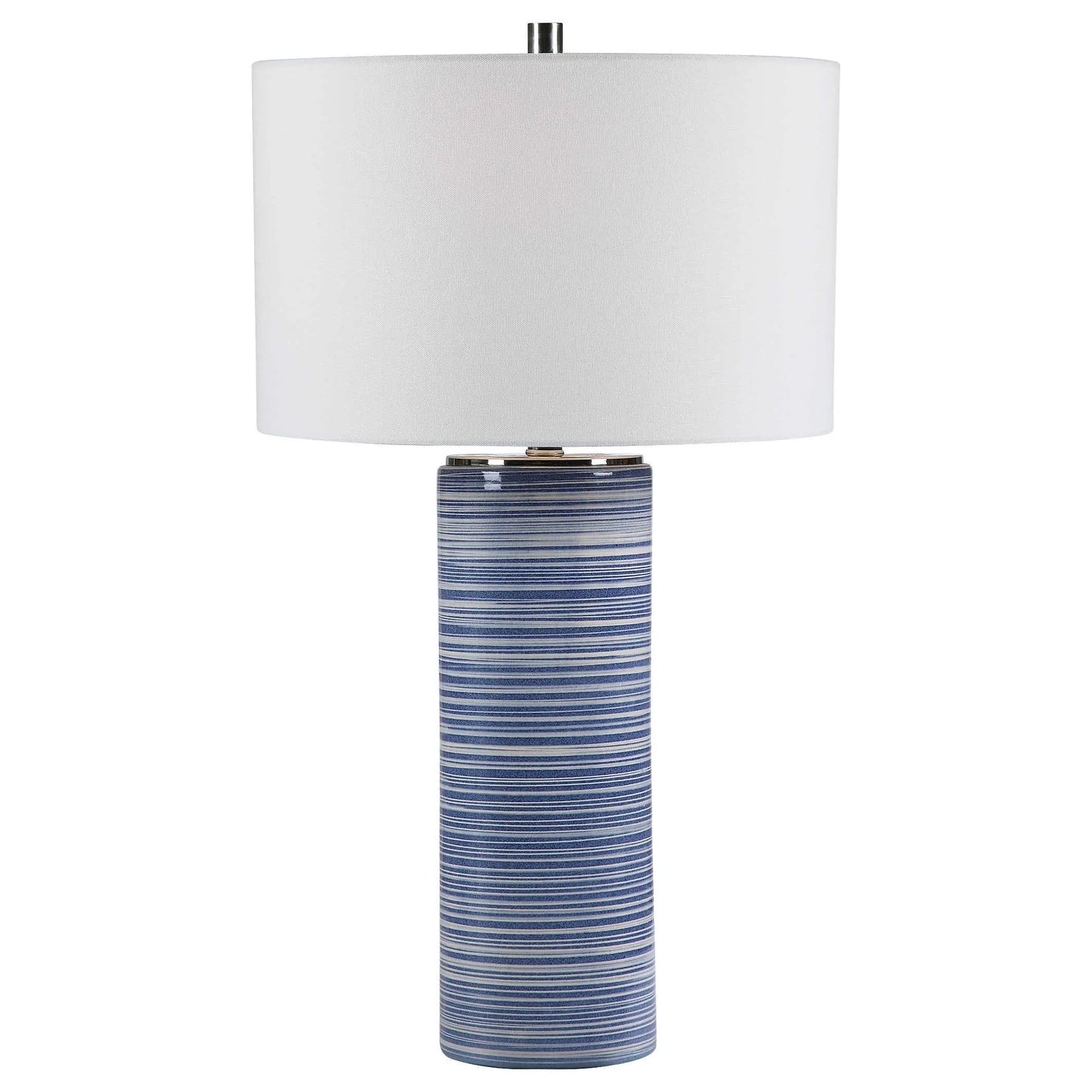 Blue & White Striped Ceramic Table Lamp