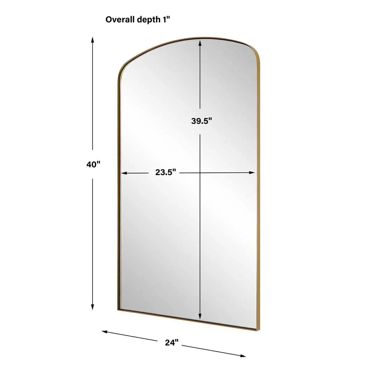 Dimensions of the Brass Arch Mirror displayed with precise measurements