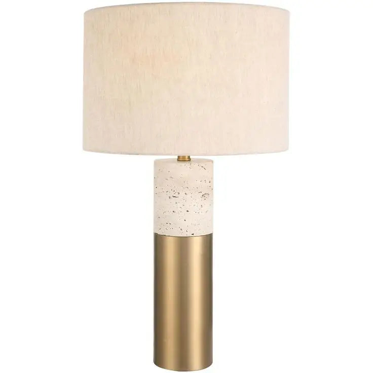 Brass & Travertine Table Lamp