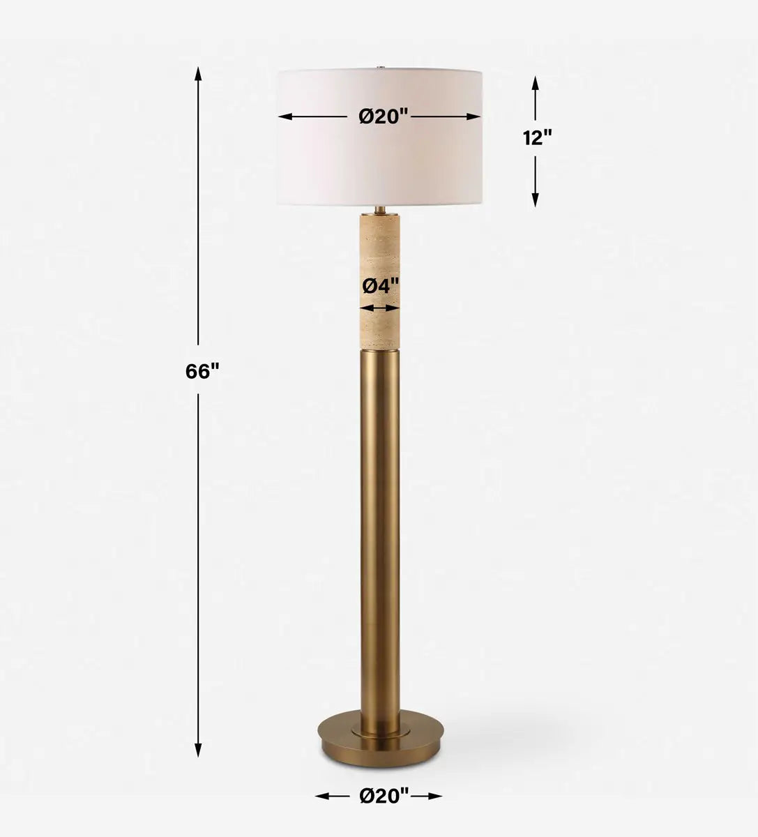 Brass & Travertine Floor Lamp