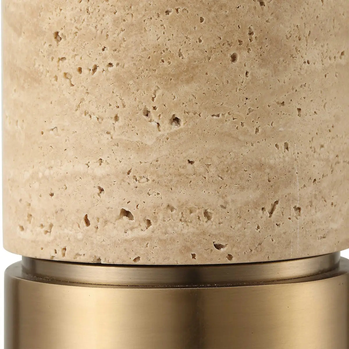 Brass & Travertine Floor Lamp