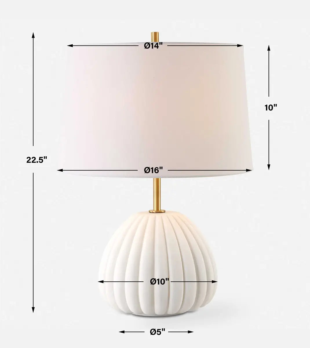 Ivory Stone & Brass Accent Table Lamp