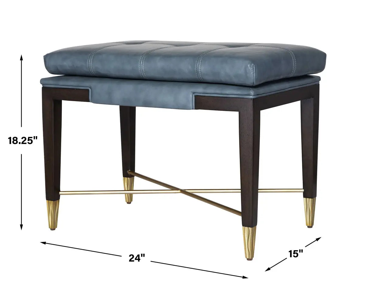 Leather High Heel Accent Bench with Gold Finish