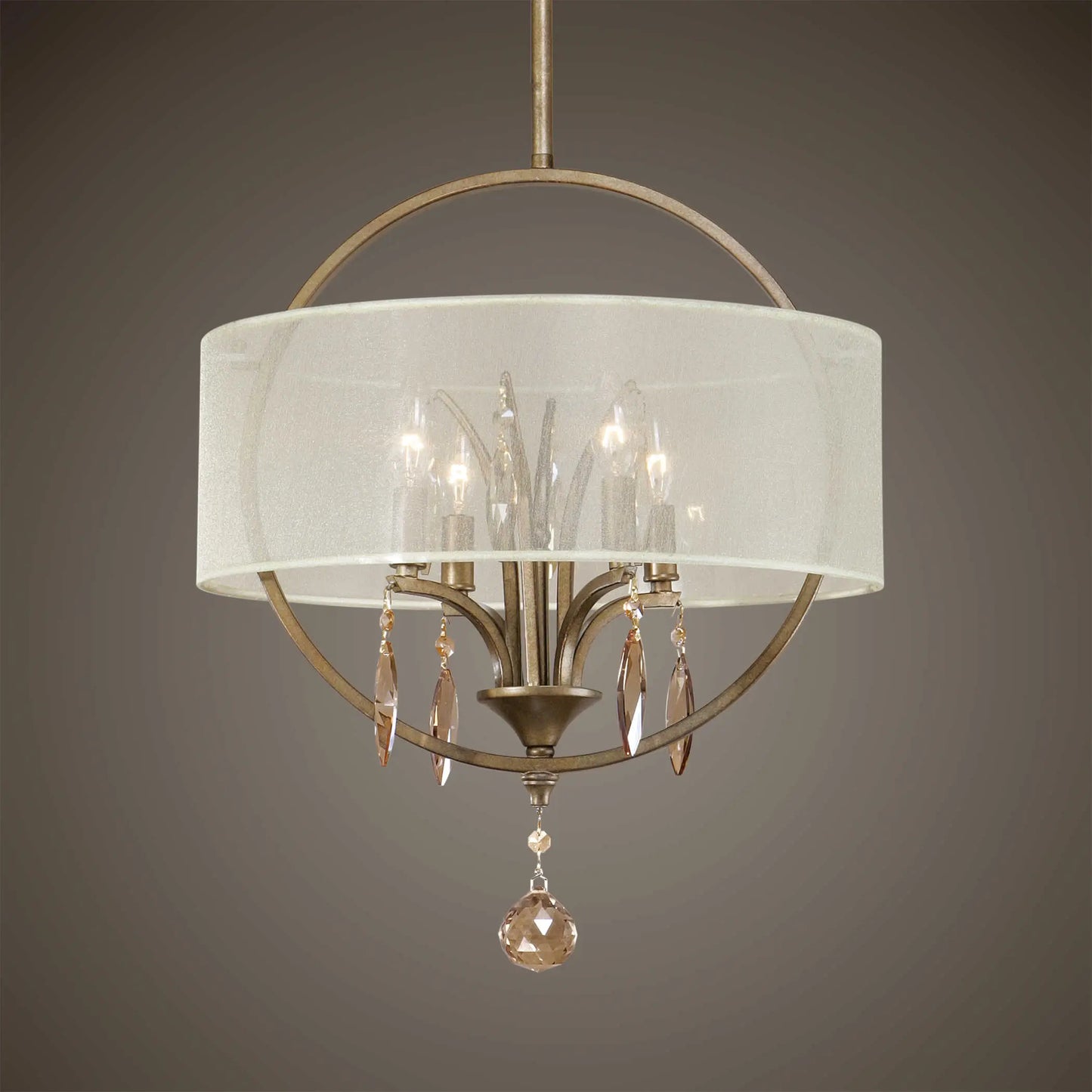 Champagne Sheer Fabric Shade Pendant