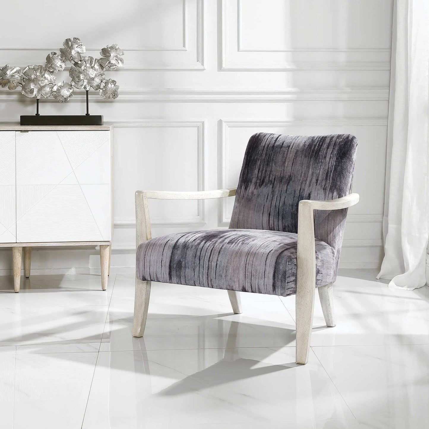 Chenille Watercolor Accent Chair