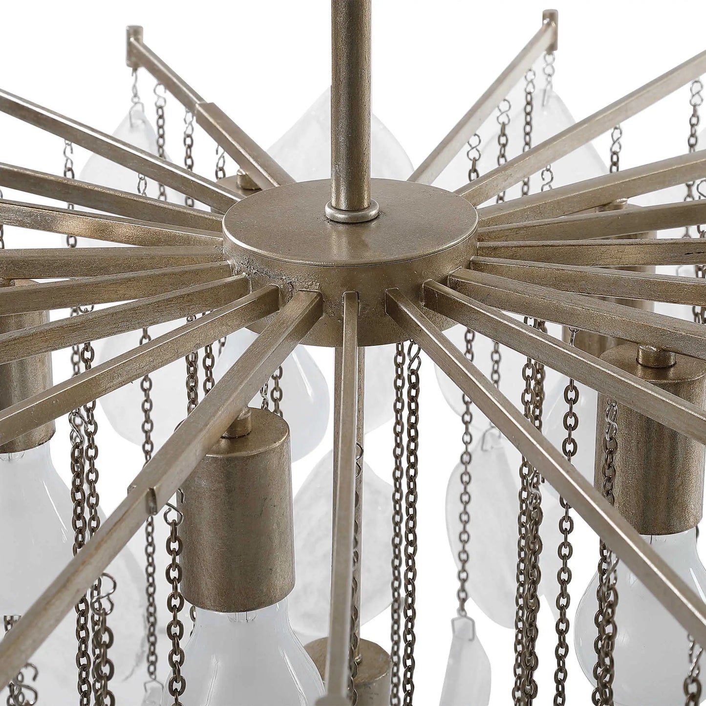 Contemporary Seeded Glass Tear Drop Chandelier