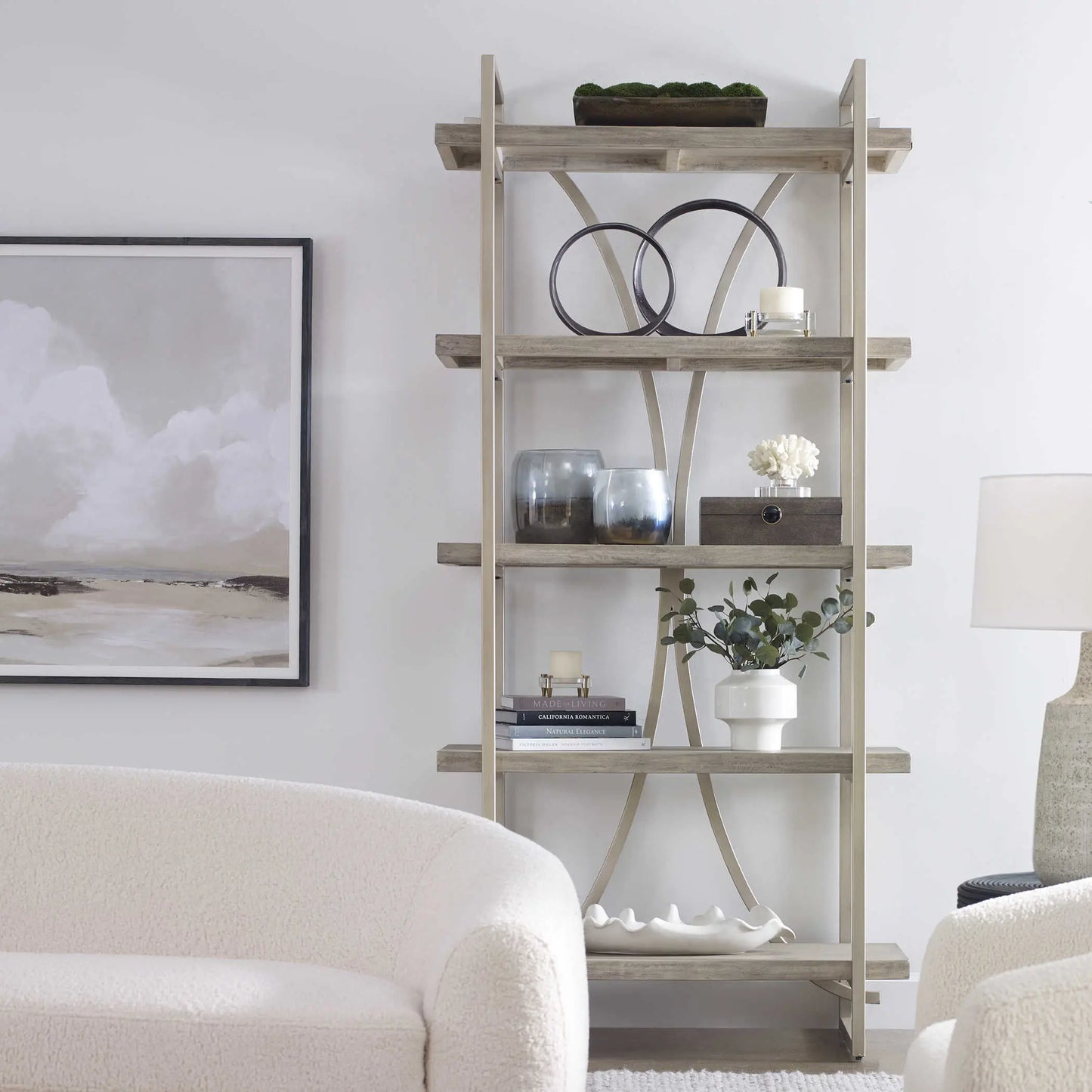 Contemporary Wood and Metal Bookcase