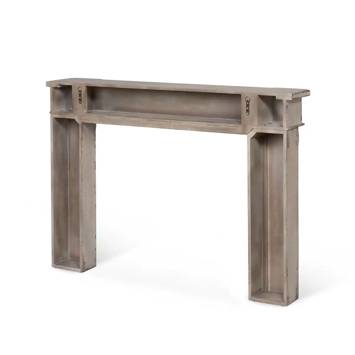 Distressed-Wood Fireplace Mantel