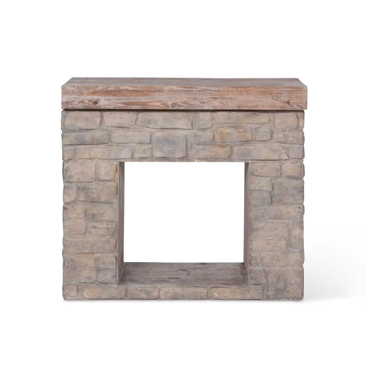 Rustic Faux-Stone Fireplace Mantle