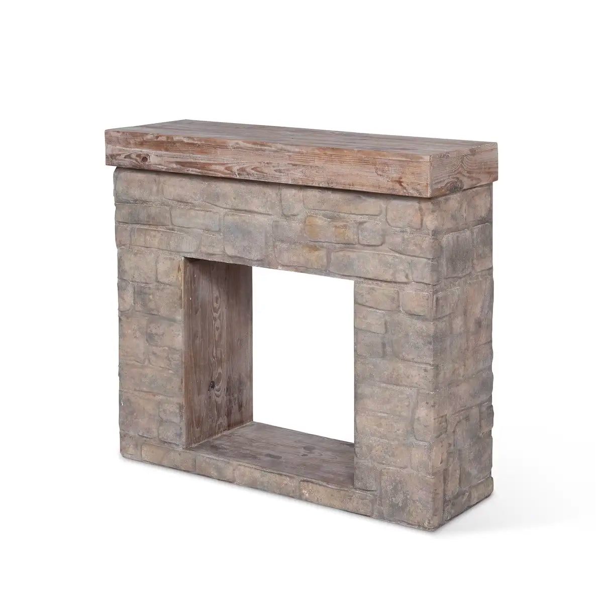 Rustic Faux-Stone Fireplace Mantle