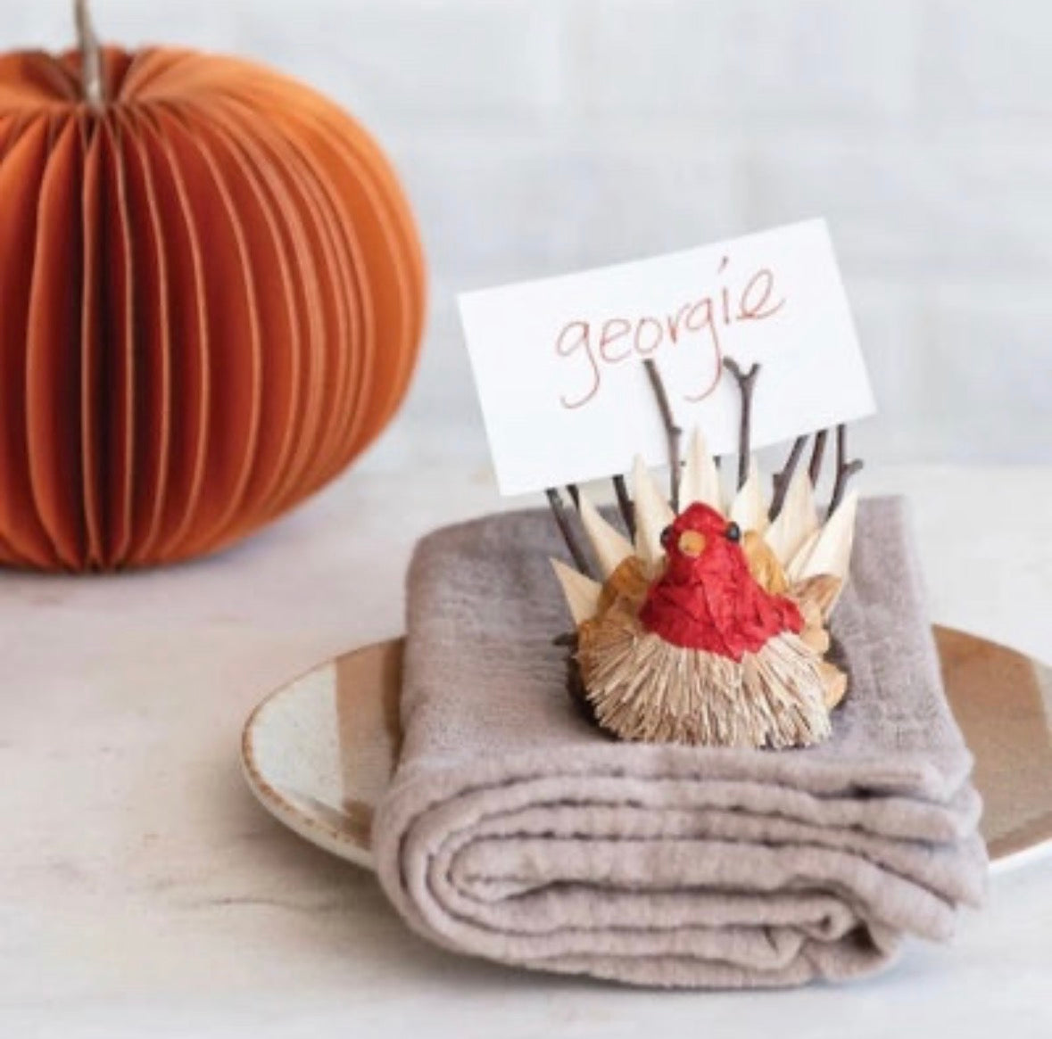 Corn Husk Turkey Place Card Holders, set of 3