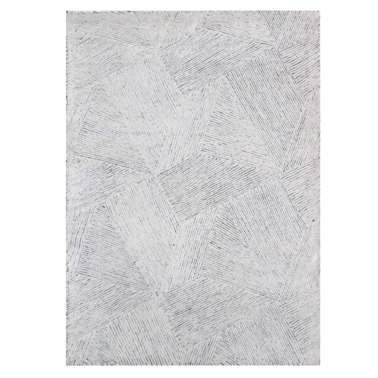 Gray and Ivory Geometric Wool Rug