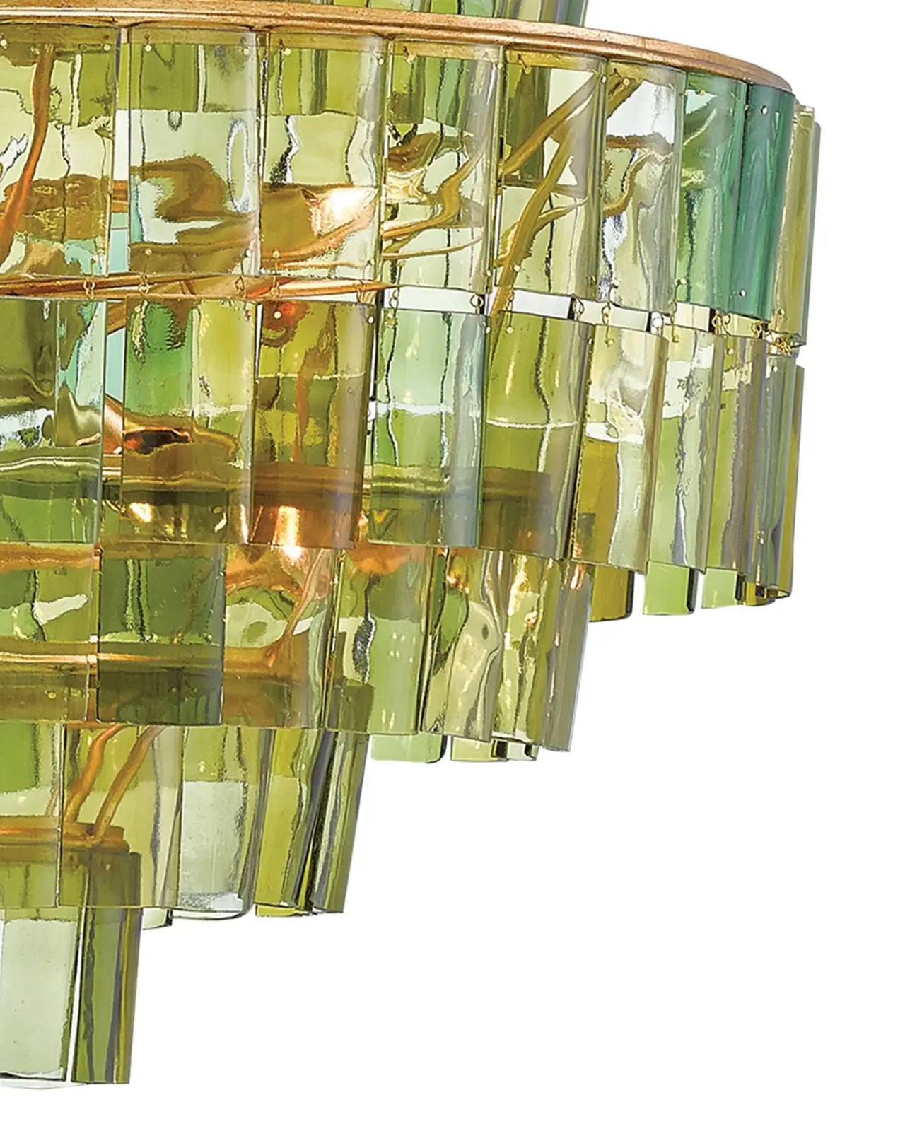 Gorgeous Green and Gold Glass Chandelier