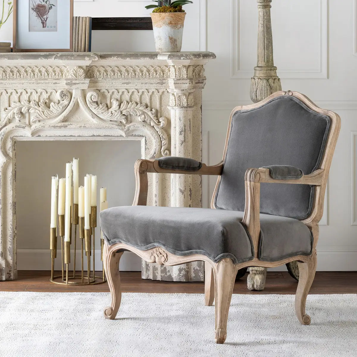 Grey Velvet Arm Chair