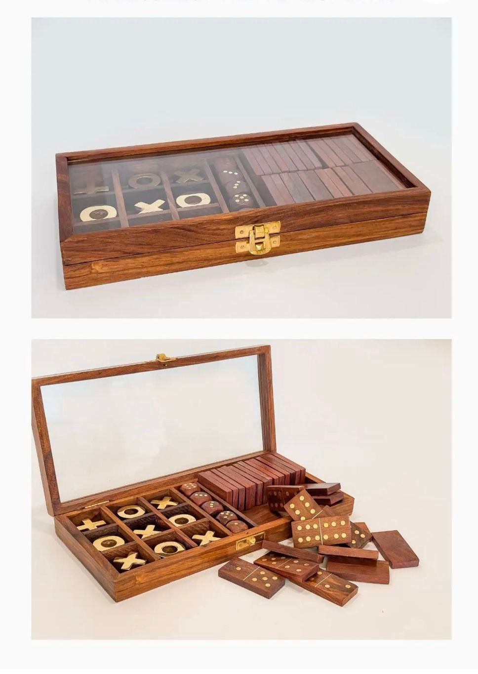 Handmade Wooden 3-Game set