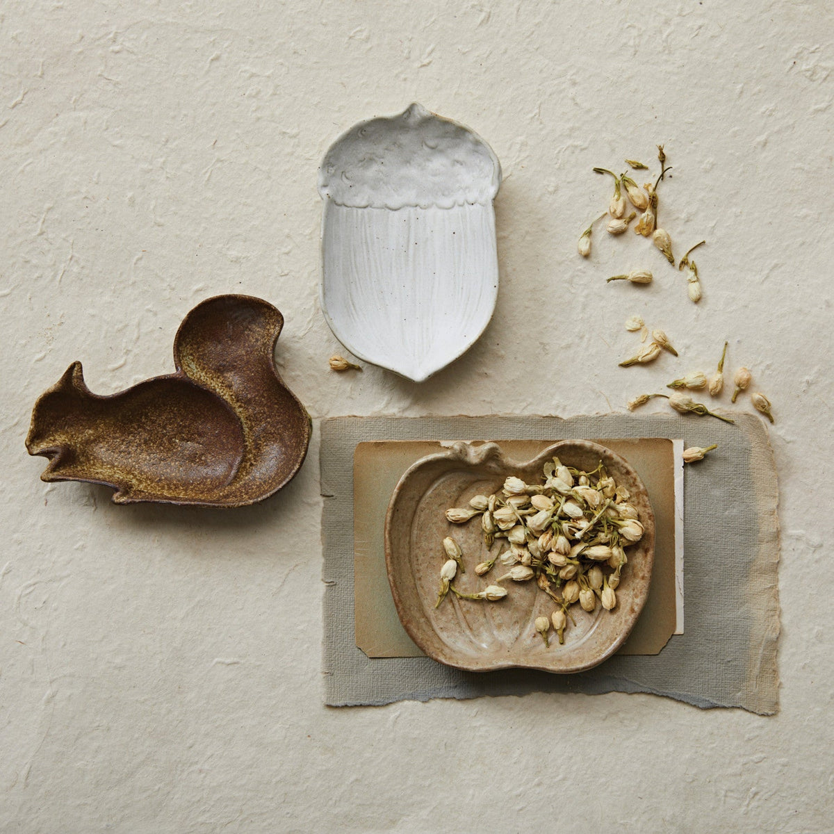 Stoneware trinket dishes, 3 styles