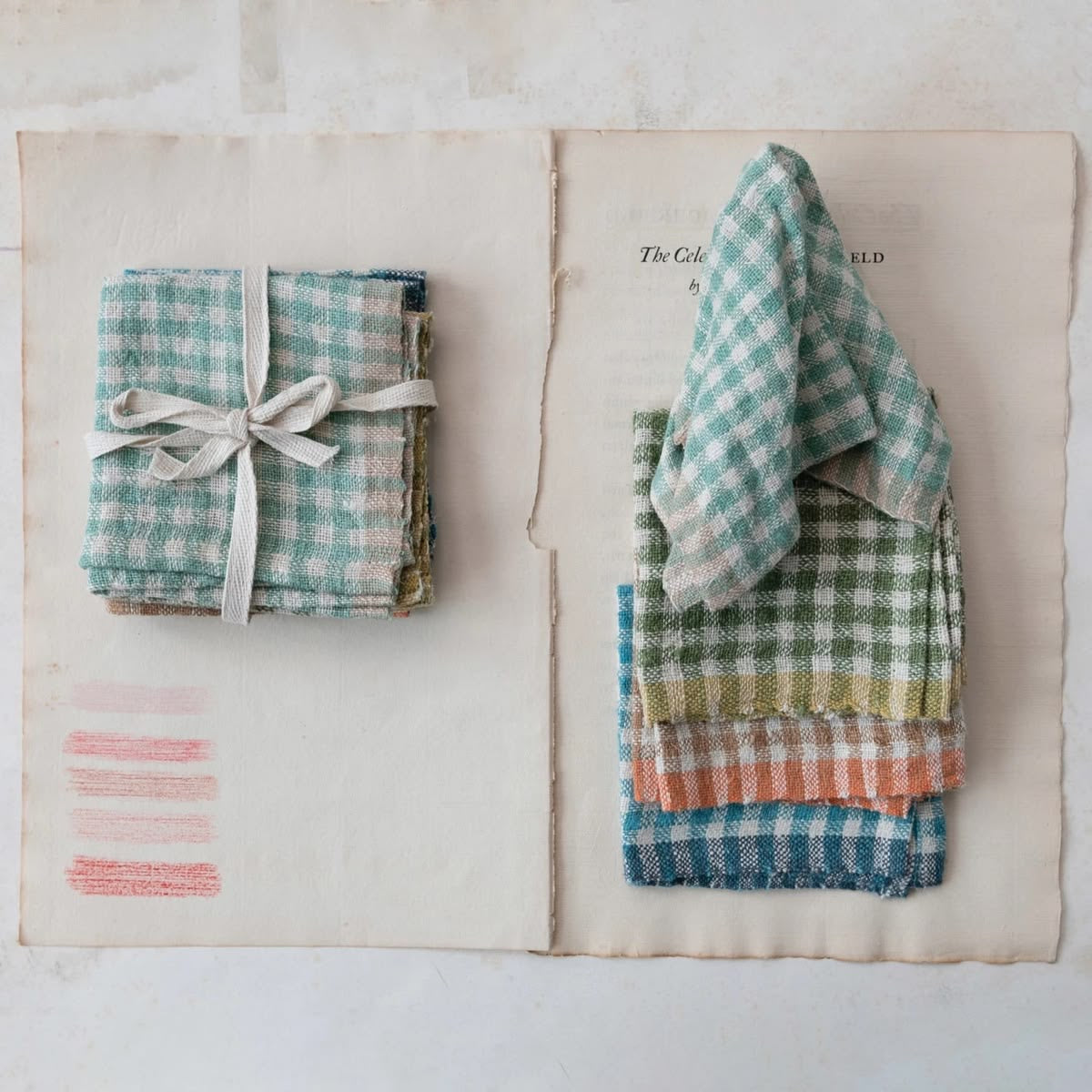 Assorted Woven Linen Napkins, set of 4