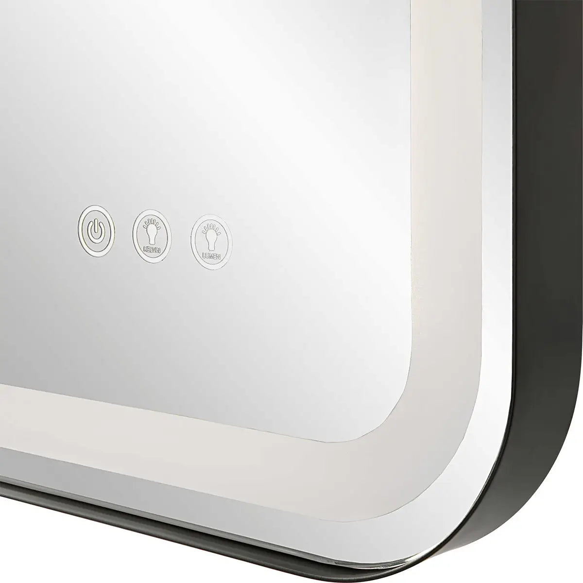 Lighted Large Mirror, Black