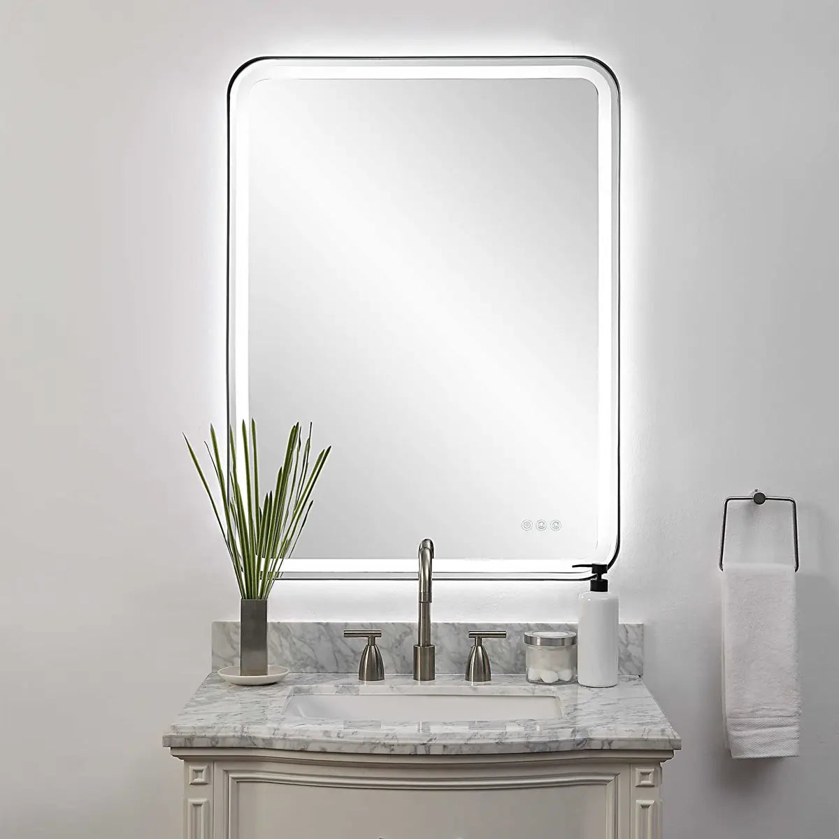 Lighted Large Mirror, Black