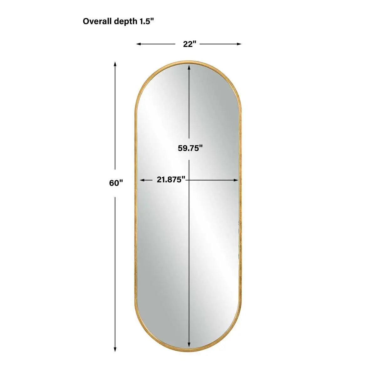 Dimensions of the Mikayla Tall Mirror displayed with precise measurements
