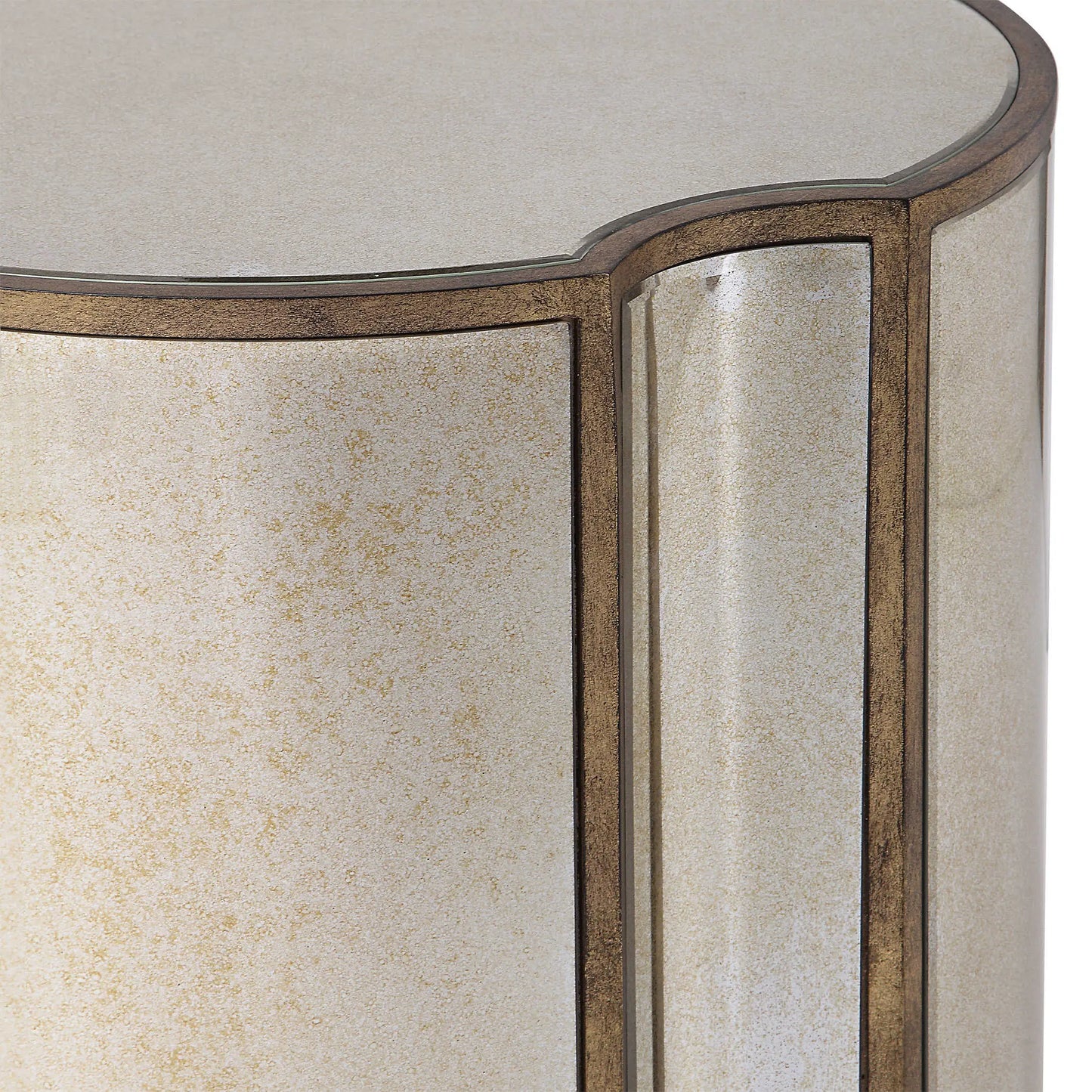 Mirrored and Brass Scalloped Accent Table