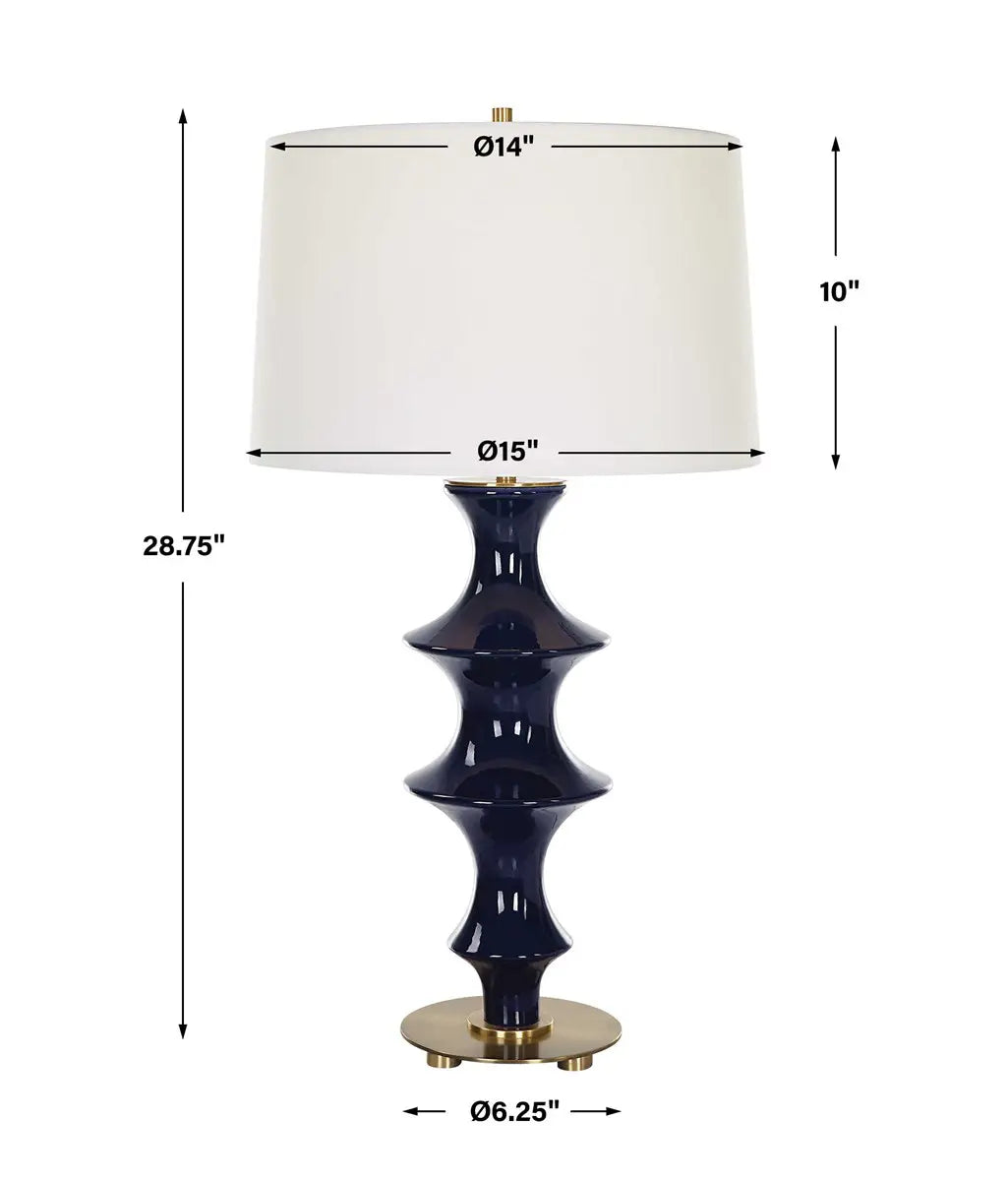 Cobalt Fluted Ceramic Table Lamp