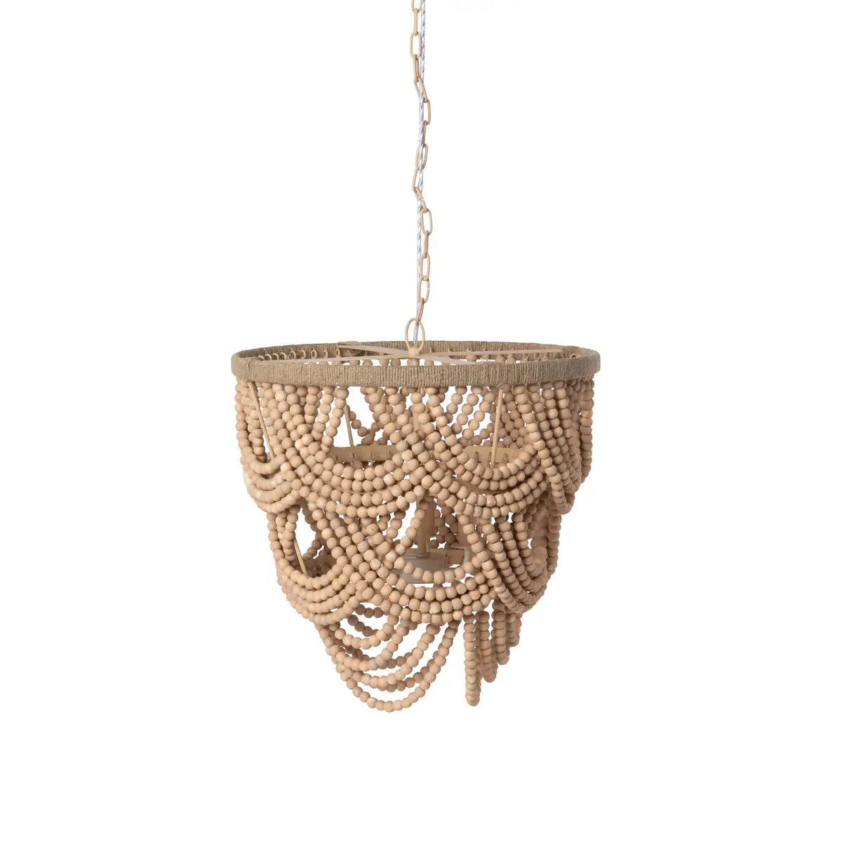 Natural Wood Beaded Chandelier