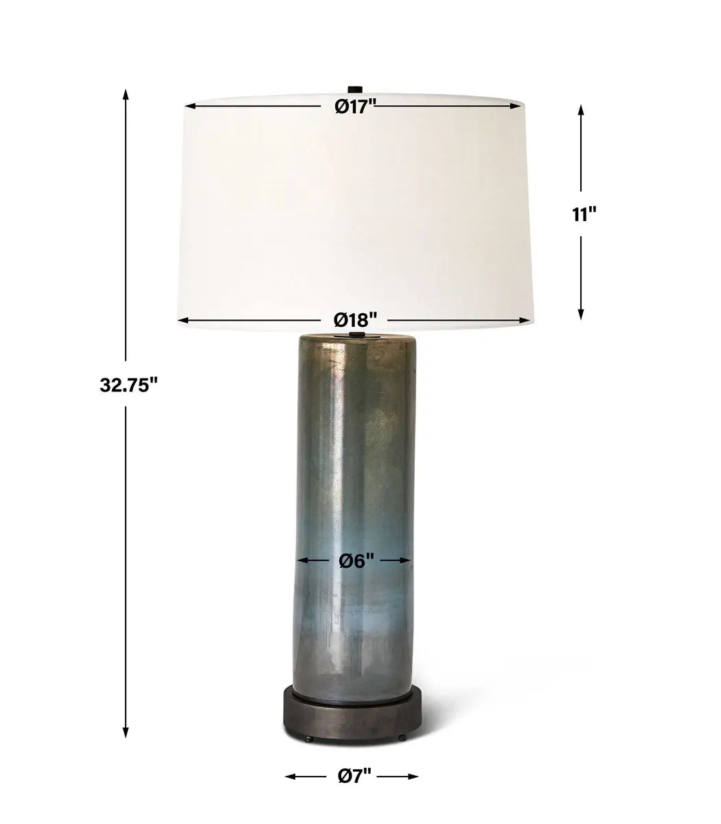 Aqua & Midnight Hand Blown Glass Table Lamp