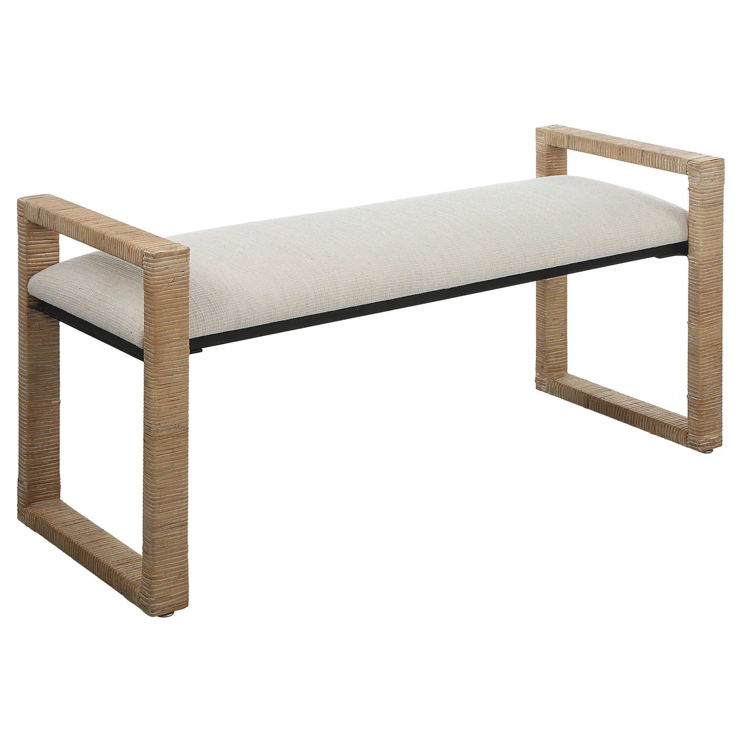 Rattan Wrapped Coastal Bench