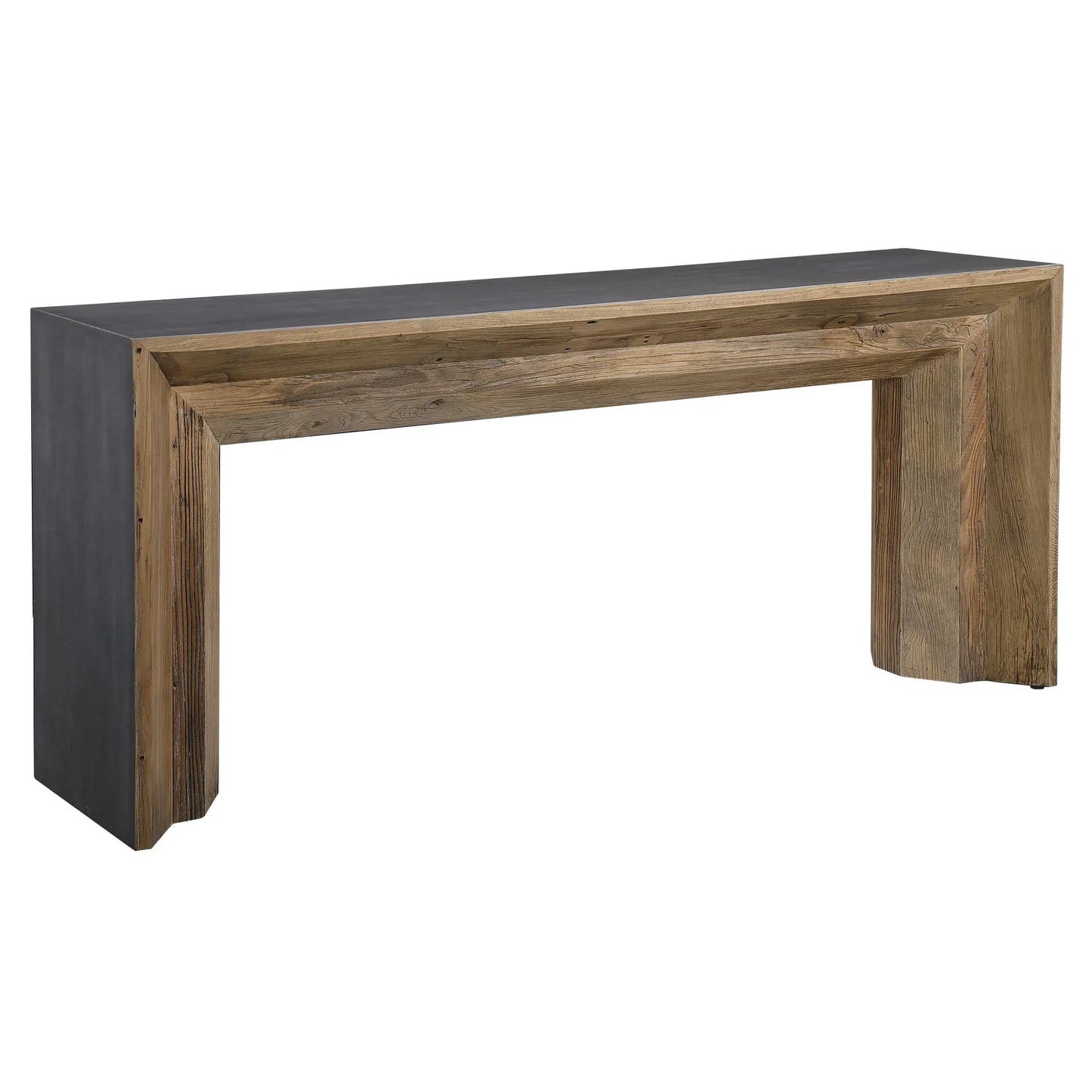 Rustic Wood & Concrete Console Table