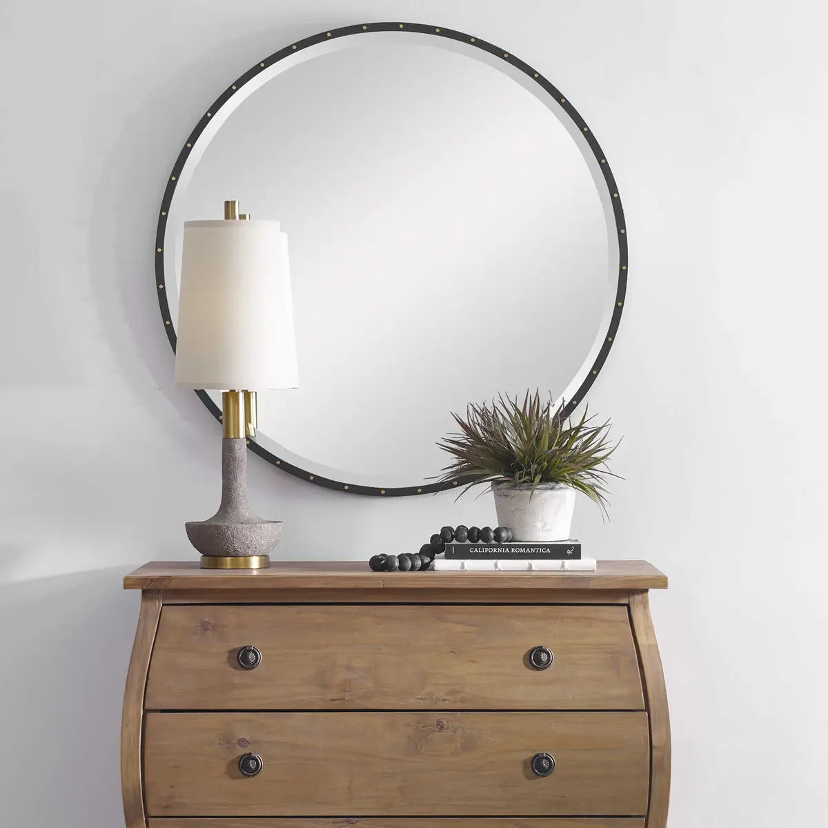 Stone and Brass Buffet Lamp