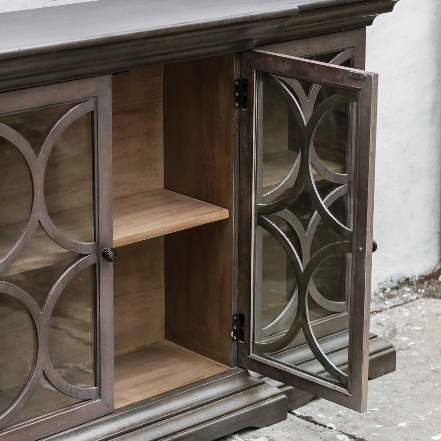 Traditional Wood and Glass Cabinet