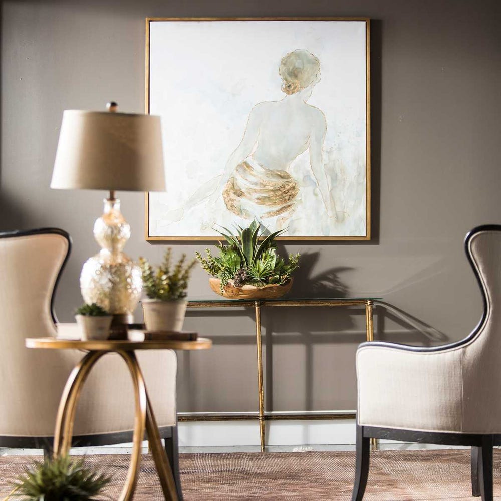 Golden Highlights Lady Hand Painted Canvas