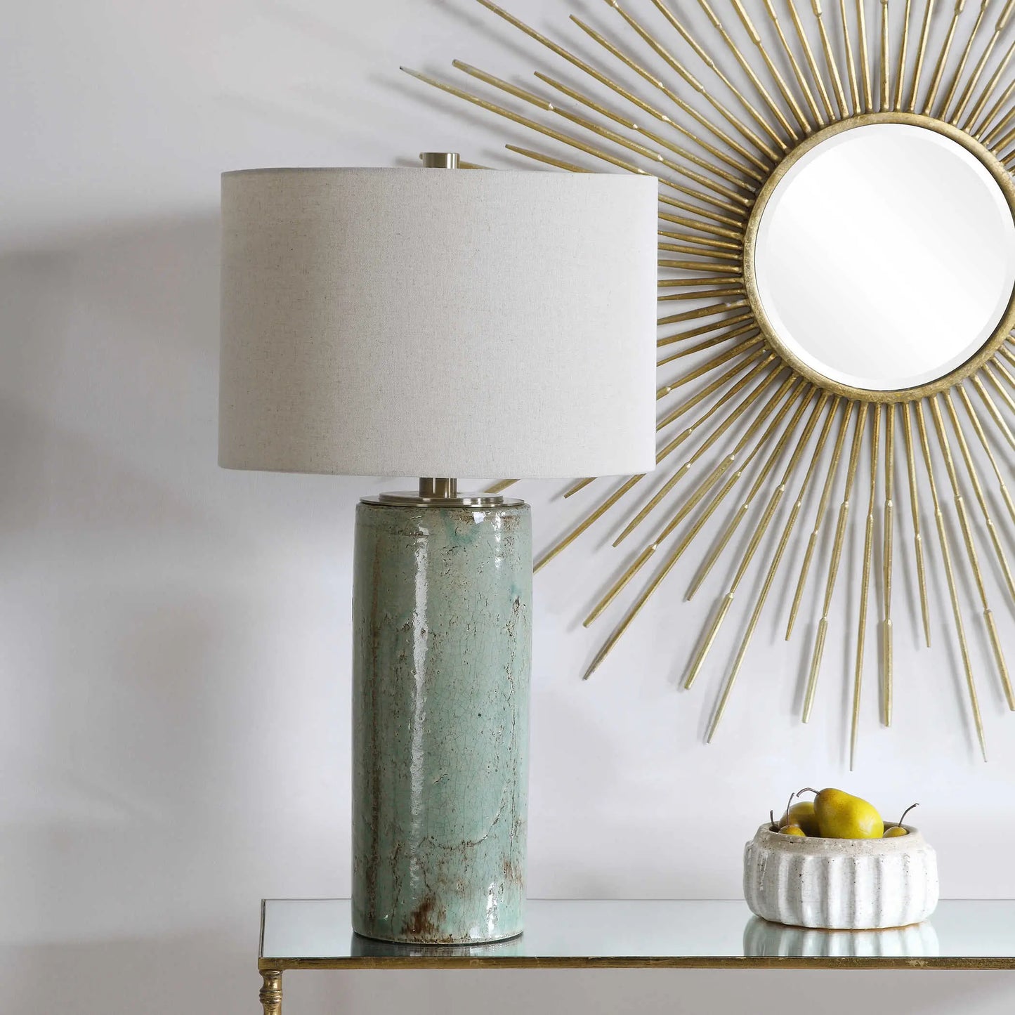 Aqua Blue Antiqued Lamp