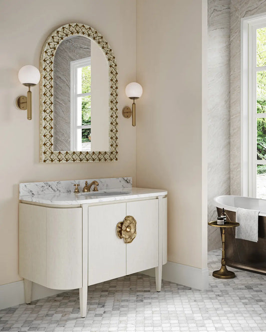 Arched Bone & Brass Mirror