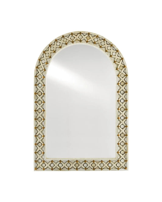 Arched Bone & Brass Mirror