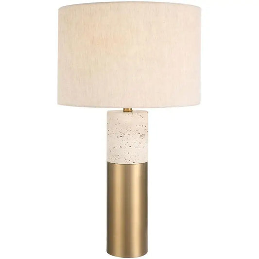 Brass & Travertine Table Lamp
