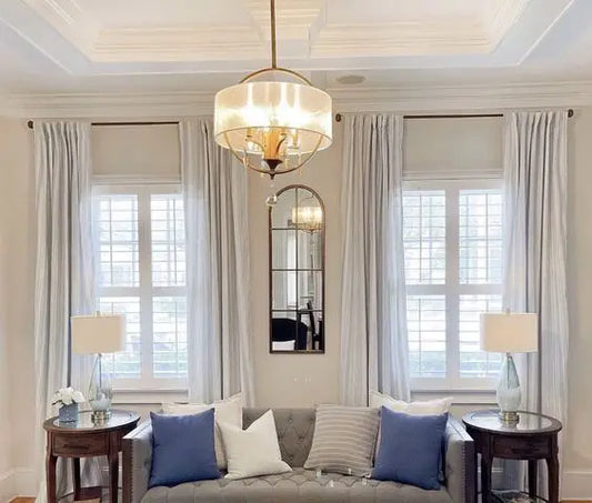 Champagne Sheer Fabric Shade Pendant