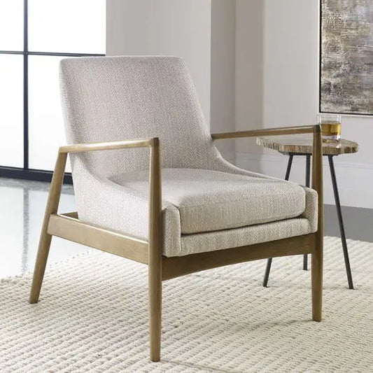 Chevron Wood Frame Accent Chair