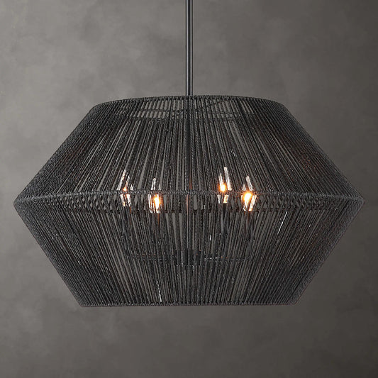 Chic Matte Black Natural Rope Pendant