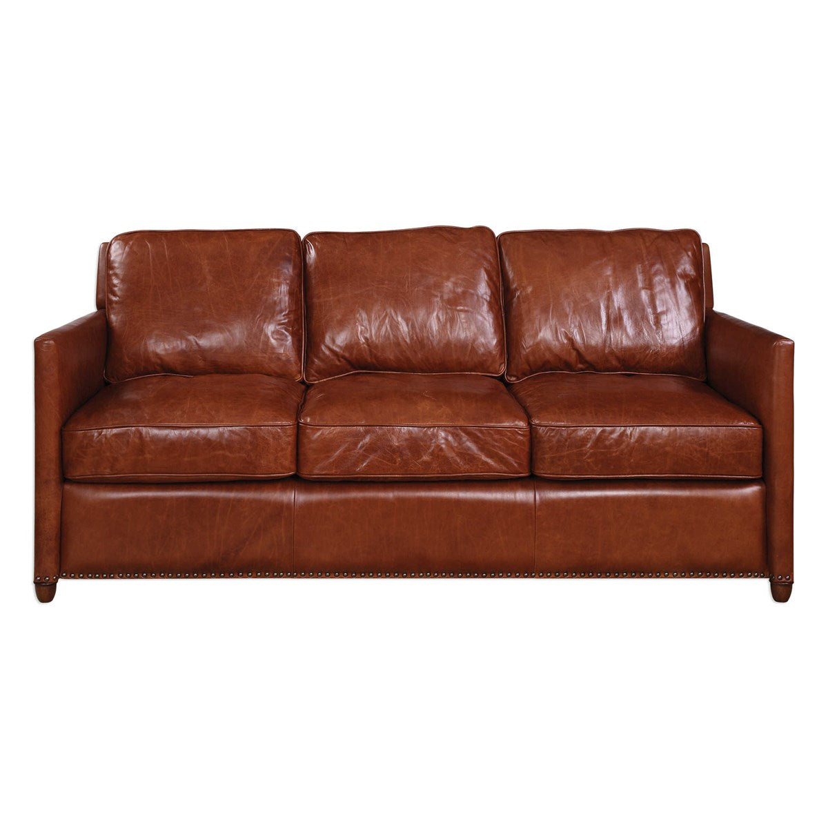 Classic Cognac Leather Sofa