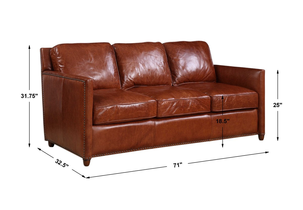 Classic Cognac Leather Sofa