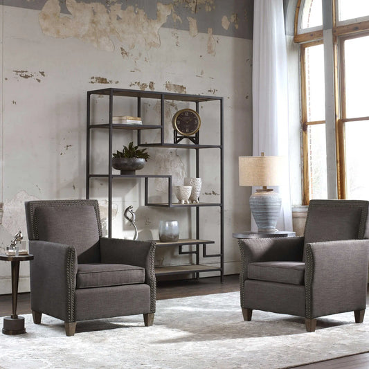 Contemporary Metal and Wood Bookcase