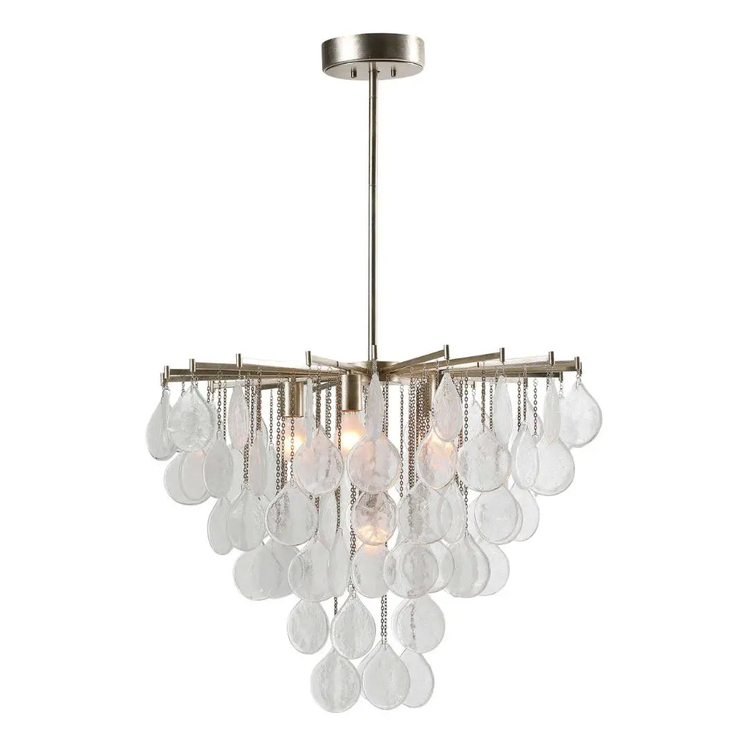 Contemporary Seeded Glass Tear Drop Chandelier
